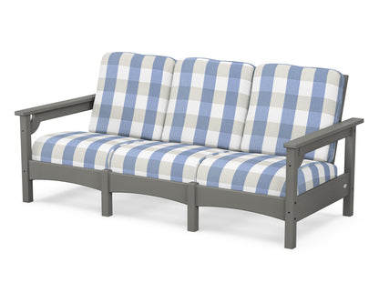 POLYWOOD® Club Sofa in Slate Grey / Buffalo Plaid Sky Blue