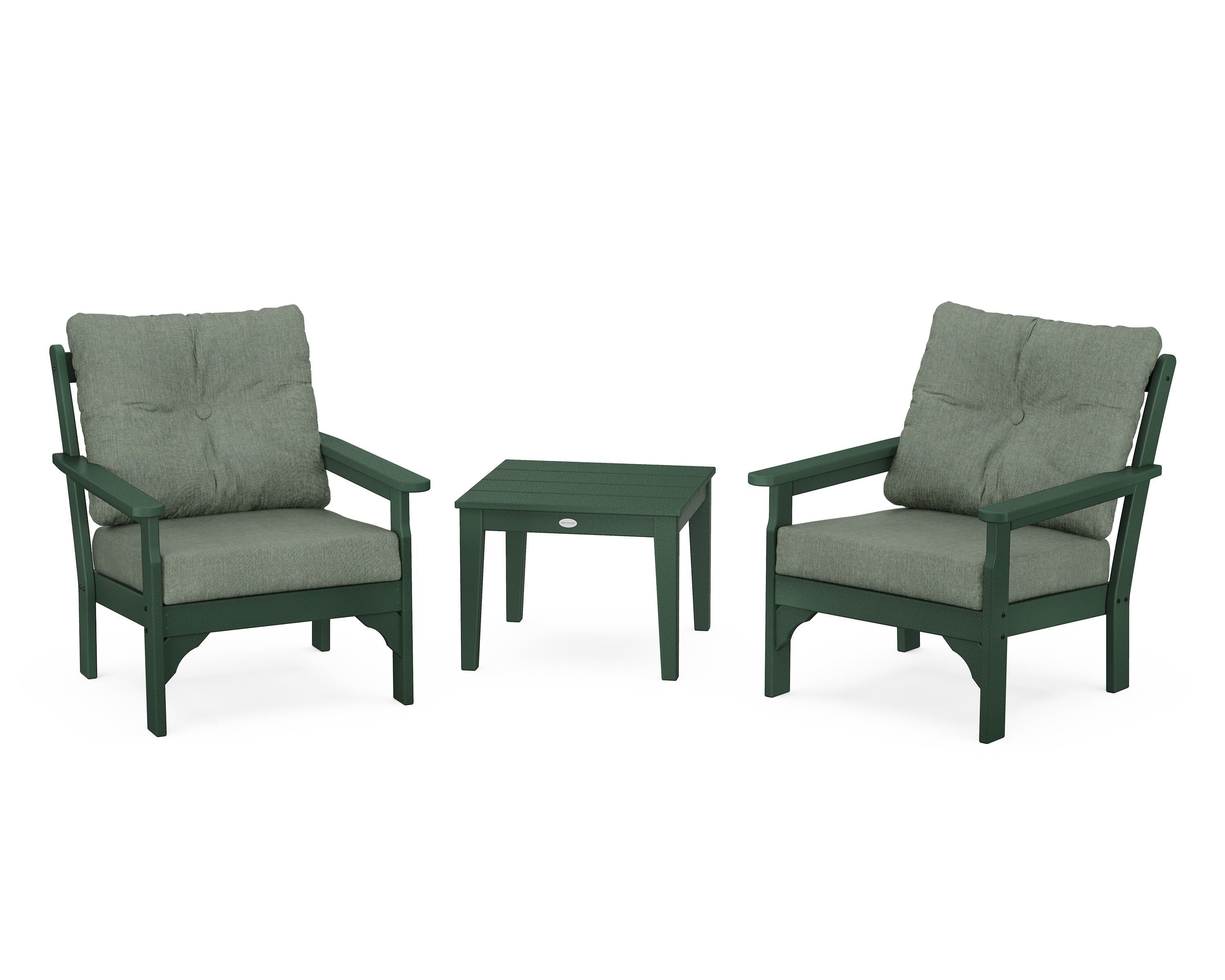 POLYWOOD® Vineyard 3-Piece Deep Seating Set in Green / Cast Sage