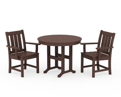 POLYWOOD® Oxford 3-Piece Farmhouse Dining Set in Mahogany