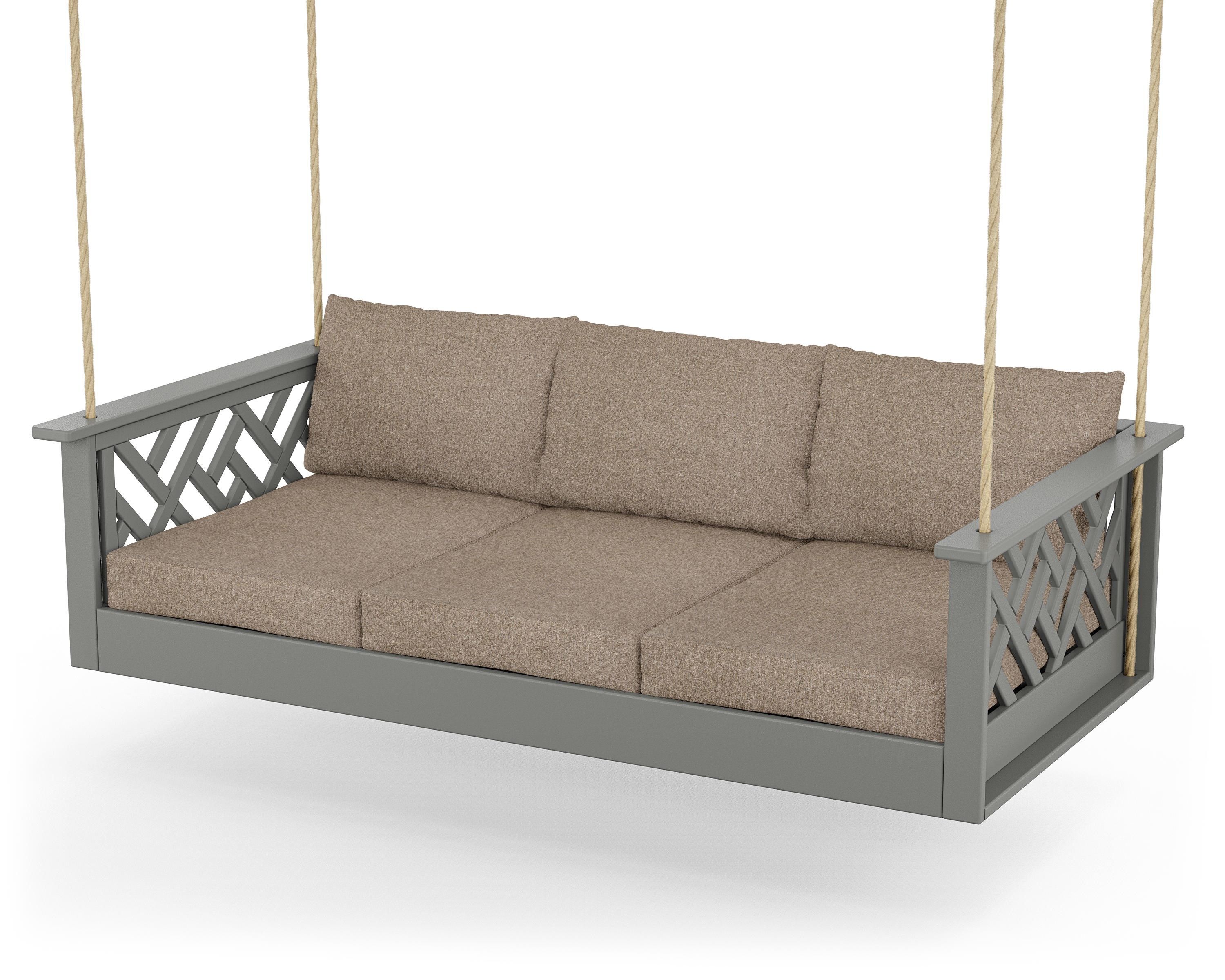 POLYWOOD® Chippendale Daybed Swing in Slate Grey / Spiced Burlap