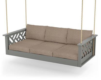 POLYWOOD® Chippendale Daybed Swing in Slate Grey / Spiced Burlap