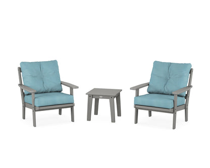 POLYWOOD® Prairie 3-Piece Deep Seating Set in Slate Grey / Lattice Sky Blue