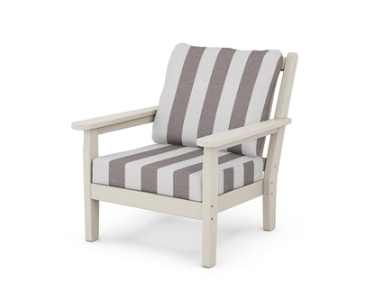 POLYWOOD® Chippendale Deep Seating Chair in Sand / Cabana Stripe Grey Mist