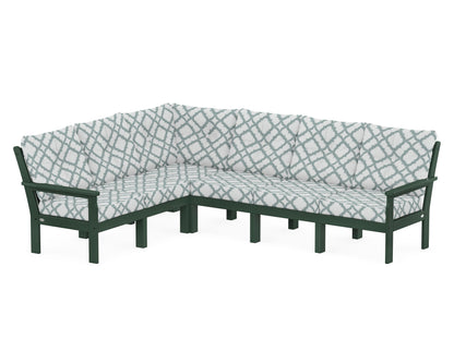 POLYWOOD® Vineyard 6-Piece Sectional in Green / Trellis Glacier Spa