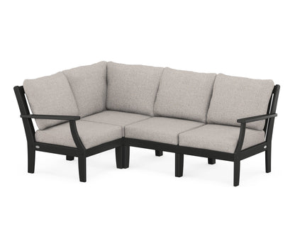 POLYWOOD® Braxton Modular 4-Piece Deep Seating Set in Black / Weathered Tweed