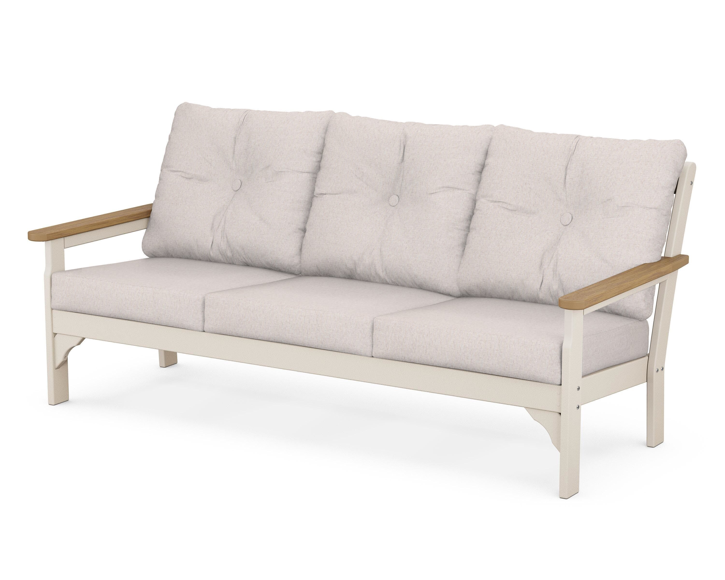 POLYWOOD® Vineyard Deep Seating Sofa in Sand / Natural / Dune Burlap