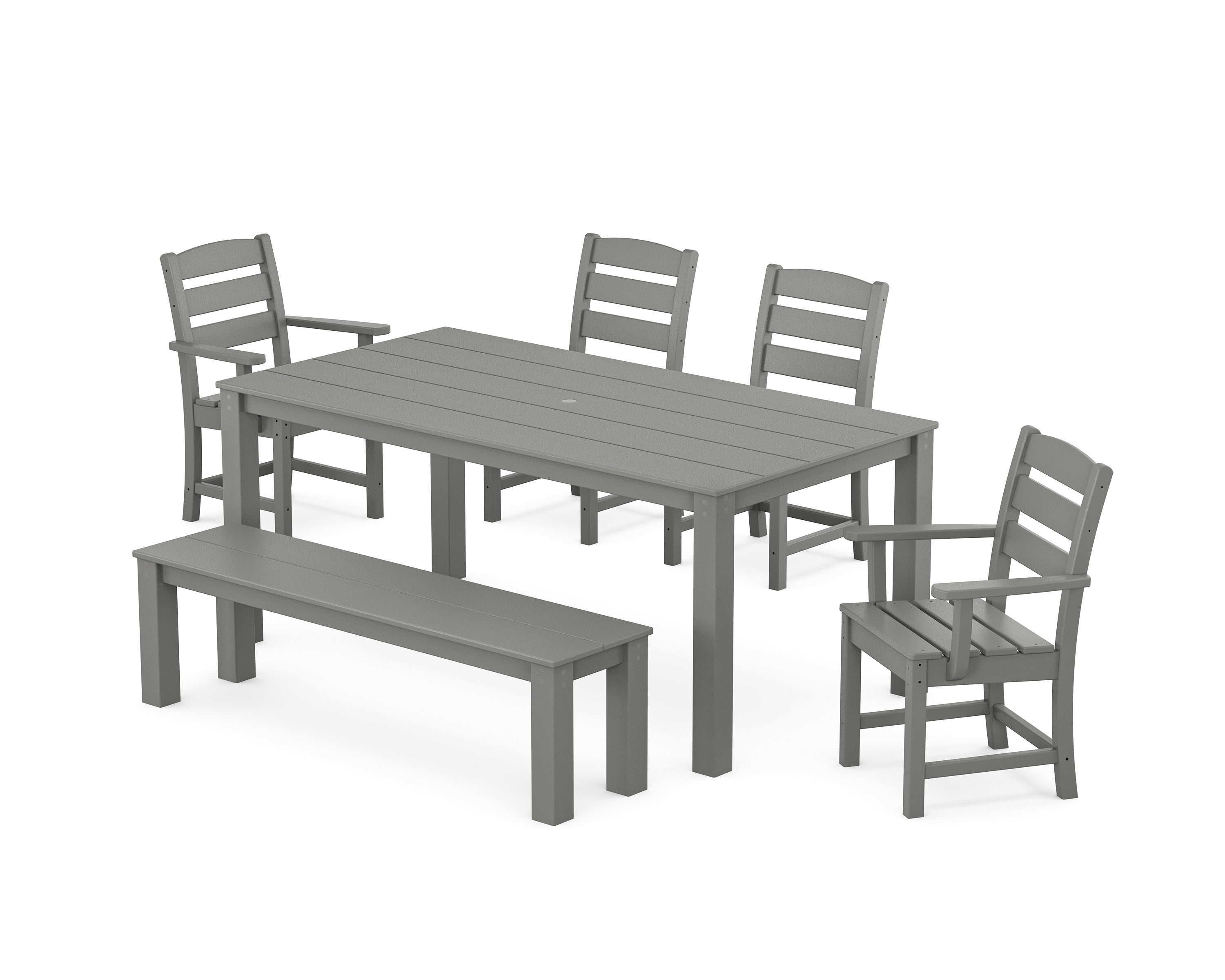 POLYWOOD® Lakeside 6-Piece Parsons Dining Set with Bench in Slate Grey