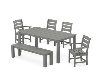 POLYWOOD® Lakeside 6-Piece Parsons Dining Set with Bench in Slate Grey