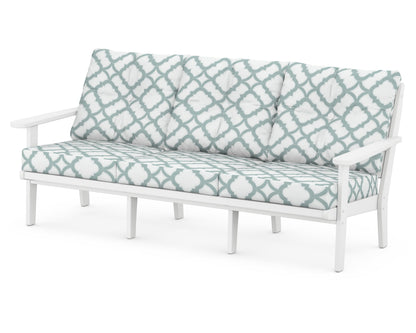 POLYWOOD® Lakeside Deep Seating Sofa in White / Trellis Glacier Spa