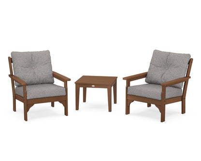 POLYWOOD® Vineyard 3-Piece Deep Seating Set in Teak / Grey Mist