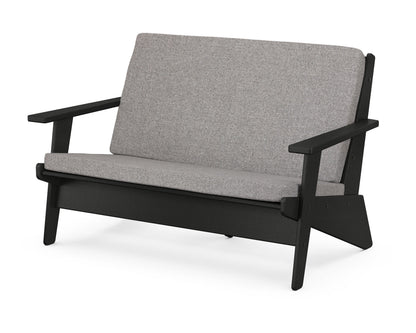 POLYWOOD® Riviera Modern Lounge Loveseat in Black / Grey Mist