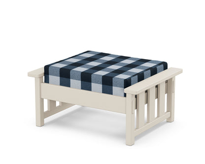 Martha Stewart by POLYWOOD® Acadia Deep Seating Ottoman in Sand / Buffalo Plaid Marine Indigo