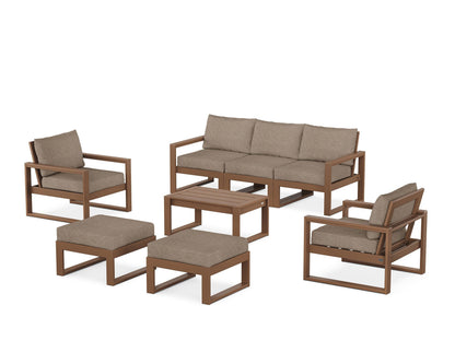 POLYWOOD® EDGE Sectional 8-Piece Lounge Sofa Set in Teak / Spiced Burlap