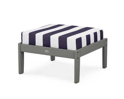 POLYWOOD® Braxton Deep Seating Ottoman in Slate Grey / Cabana Stripe Navy