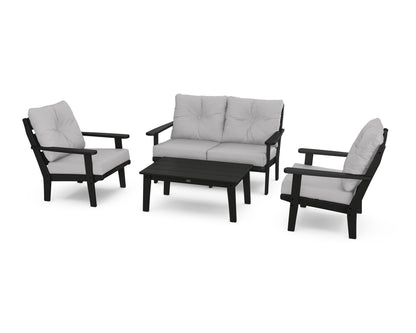 POLYWOOD® Lakeside 4-Piece Deep Seating Set in Black / Granite