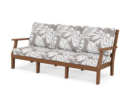 Martha Stewart by POLYWOOD® Chinoiserie Deep Seating Sofa in Teak / Leaf Grey Mist