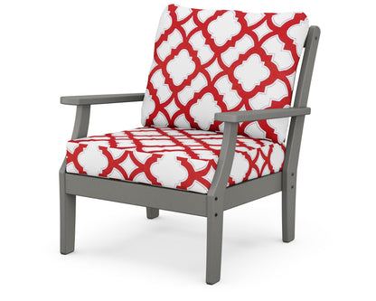 POLYWOOD® Braxton Deep Seating Chair in Slate Grey / Trellis Crimson