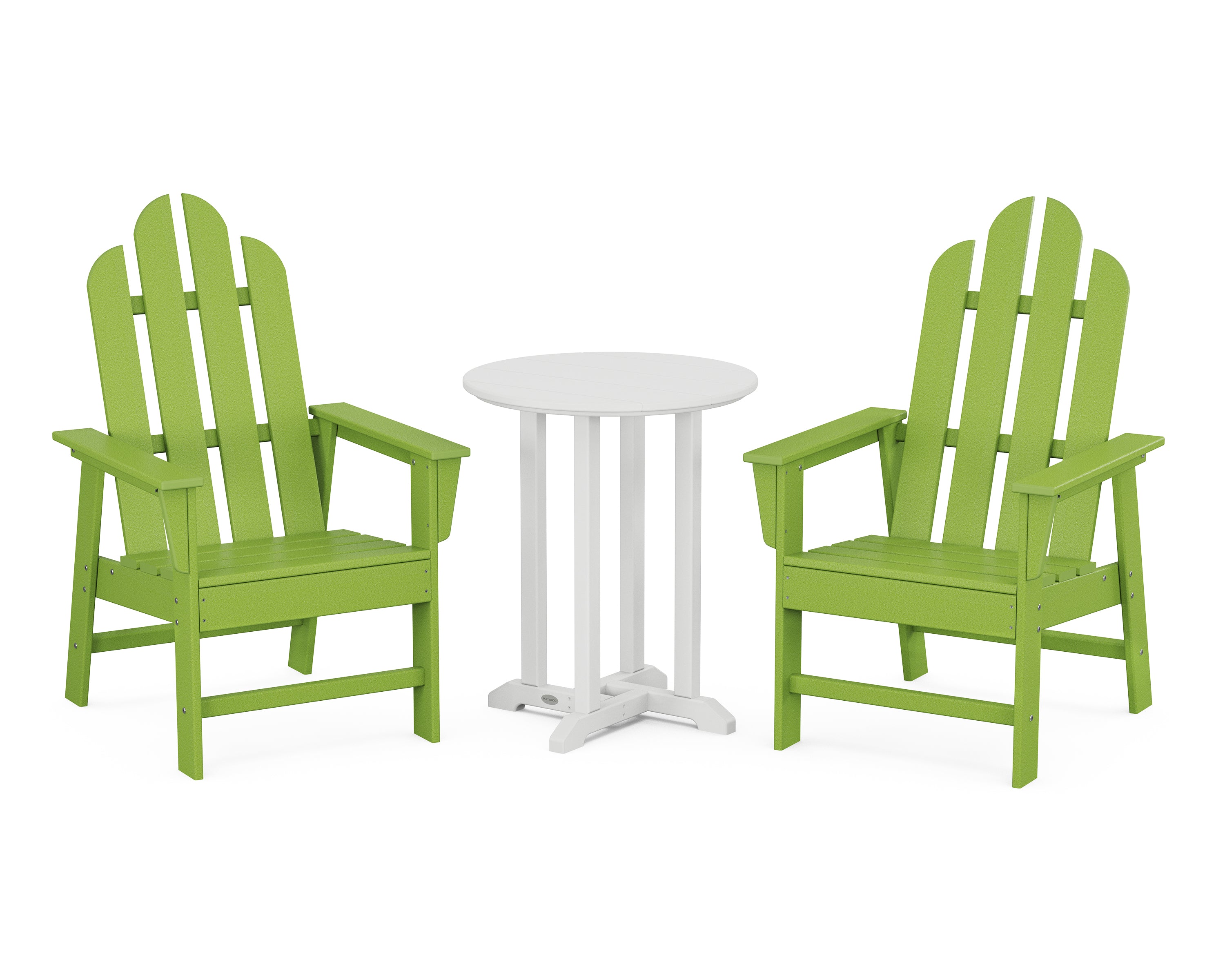 POLYWOOD® Long Island 3-Piece Round Bistro Dining Set in Lime / White