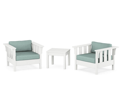 Martha Stewart by POLYWOOD® Acadia 3-Piece Deep Seating Set in White / Glacier Spa