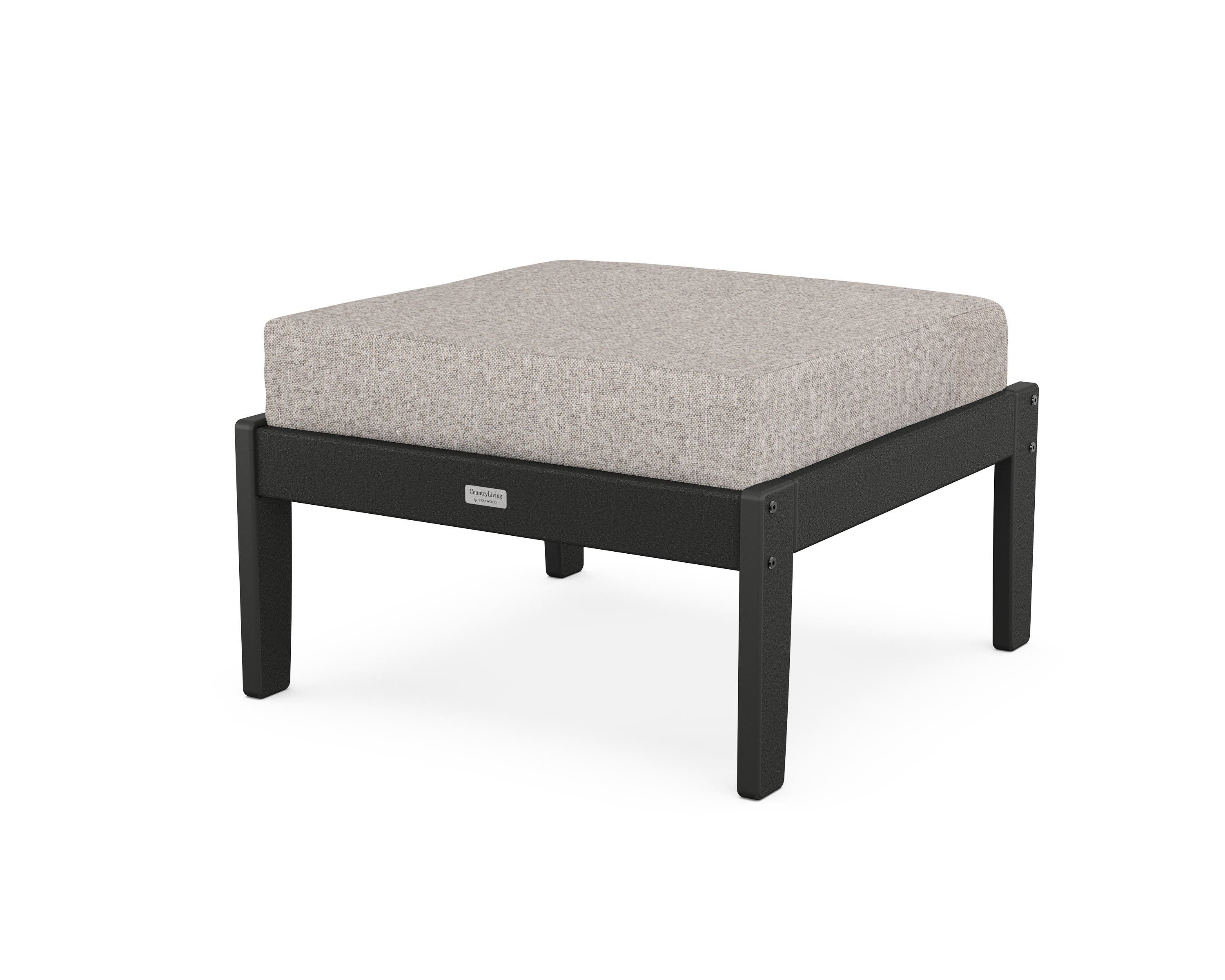 Country Living Cottage Deep Seating Ottoman in Black / Weathered Tweed