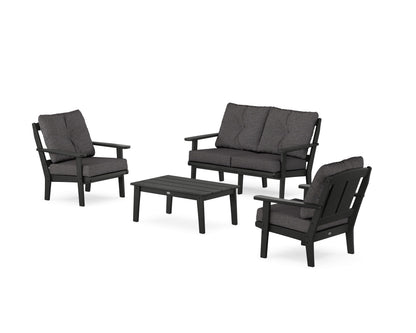 POLYWOOD® Mission 4-Piece Deep Seating Set with Loveseat in Black / Ash Charcoal