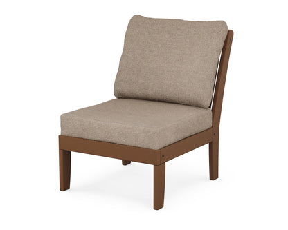 POLYWOOD® Braxton Modular Armless Chair in Teak / Spiced Burlap