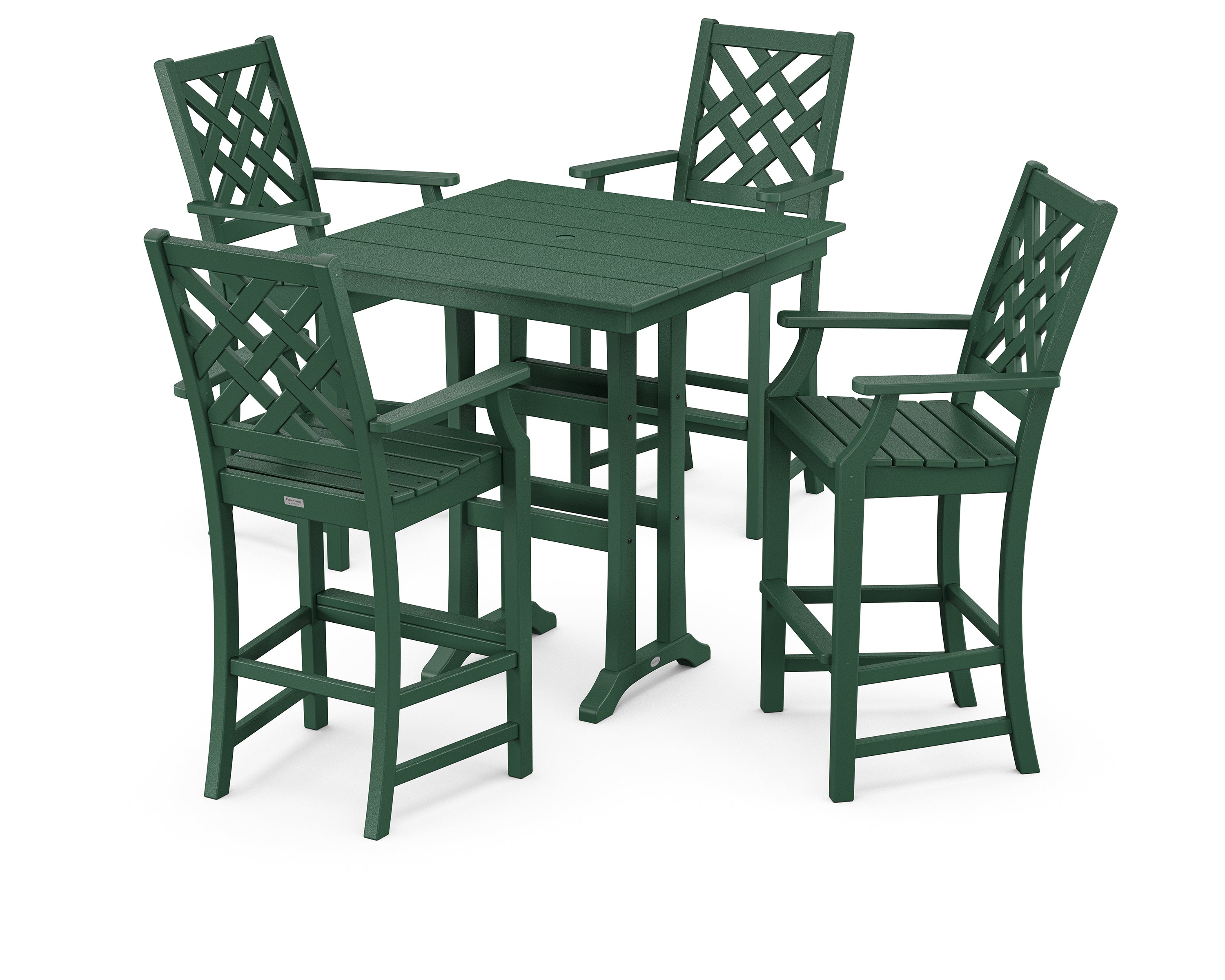 Country Living Wovendale 5-Piece Farmhouse Bar Set with Trestle Legs in Green