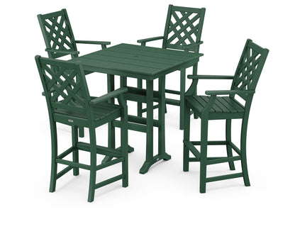 Country Living Wovendale 5-Piece Farmhouse Bar Set with Trestle Legs in Green