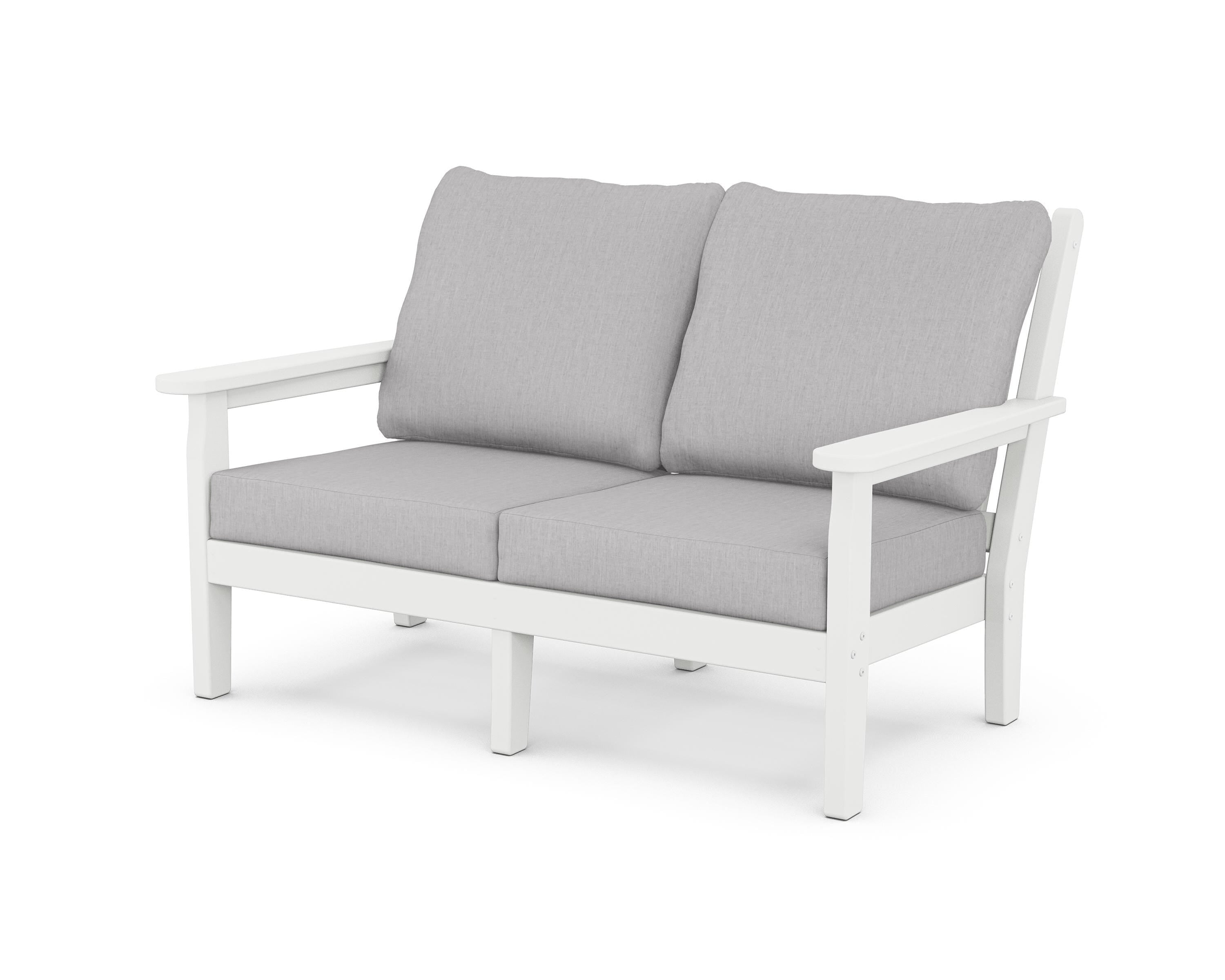 POLYWOOD® Chippendale Deep Seating Loveseat in White / Granite