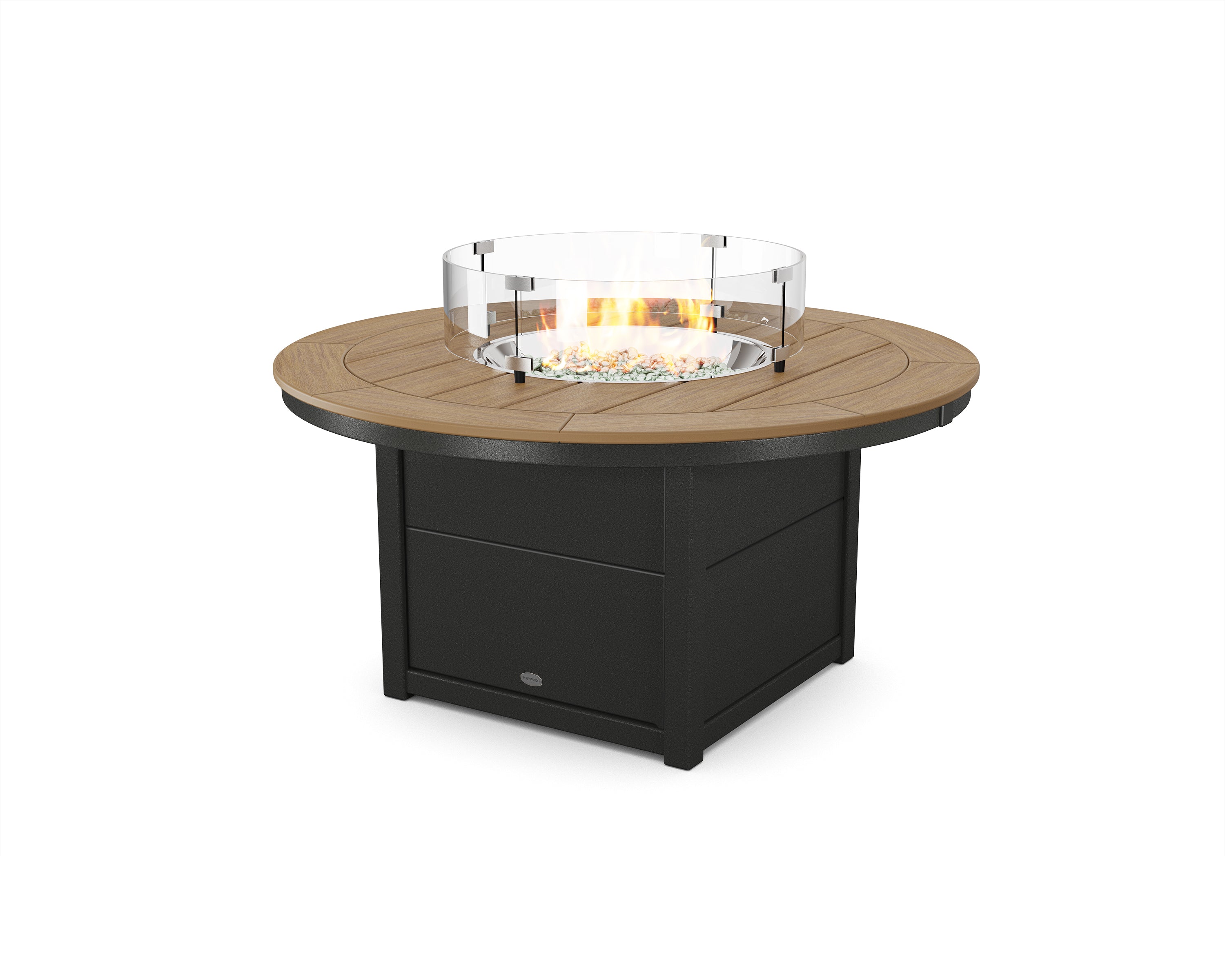 POLYWOOD® Round 48" Fire Pit Table in Black / Natural