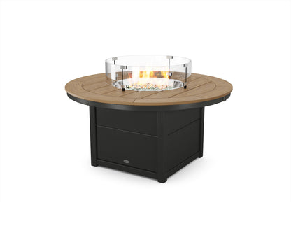 POLYWOOD® Round 48" Fire Pit Table in Black / Natural