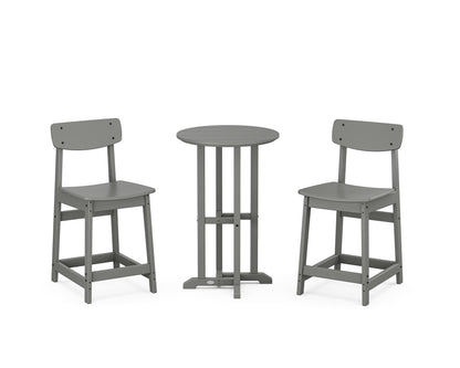 POLYWOOD® Modern Studio Urban Chair 3-Piece Bistro Counter Set in Slate Grey