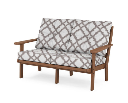 POLYWOOD® Mission Deep Seating Loveseat in Teak / Trellis Grey Mist