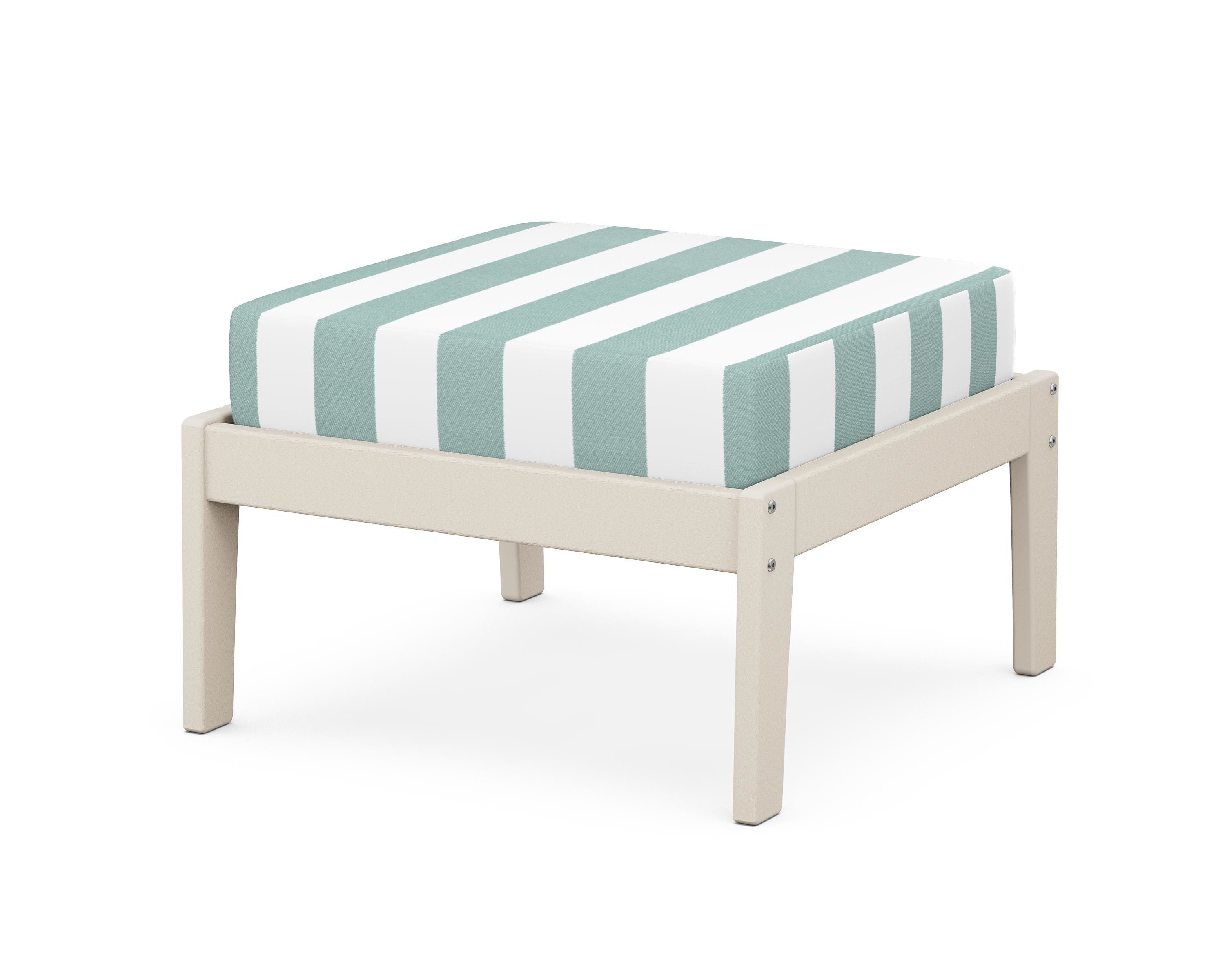 Unbranded Deep Seating Ottoman in Sand / Cabana Stripe Glacier Spa