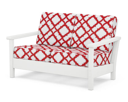 POLYWOOD® Harbour Deep Seating Loveseat in White / Trellis Crimson