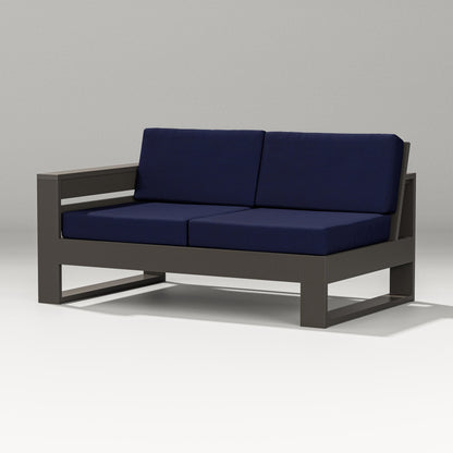 PW Designer Series Latitude Modular Left Arm Loveseat in Vintage Coffee / Navy
