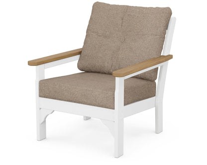POLYWOOD® Vineyard Deep Seating Chair in White / Natural / Spiced Burlap