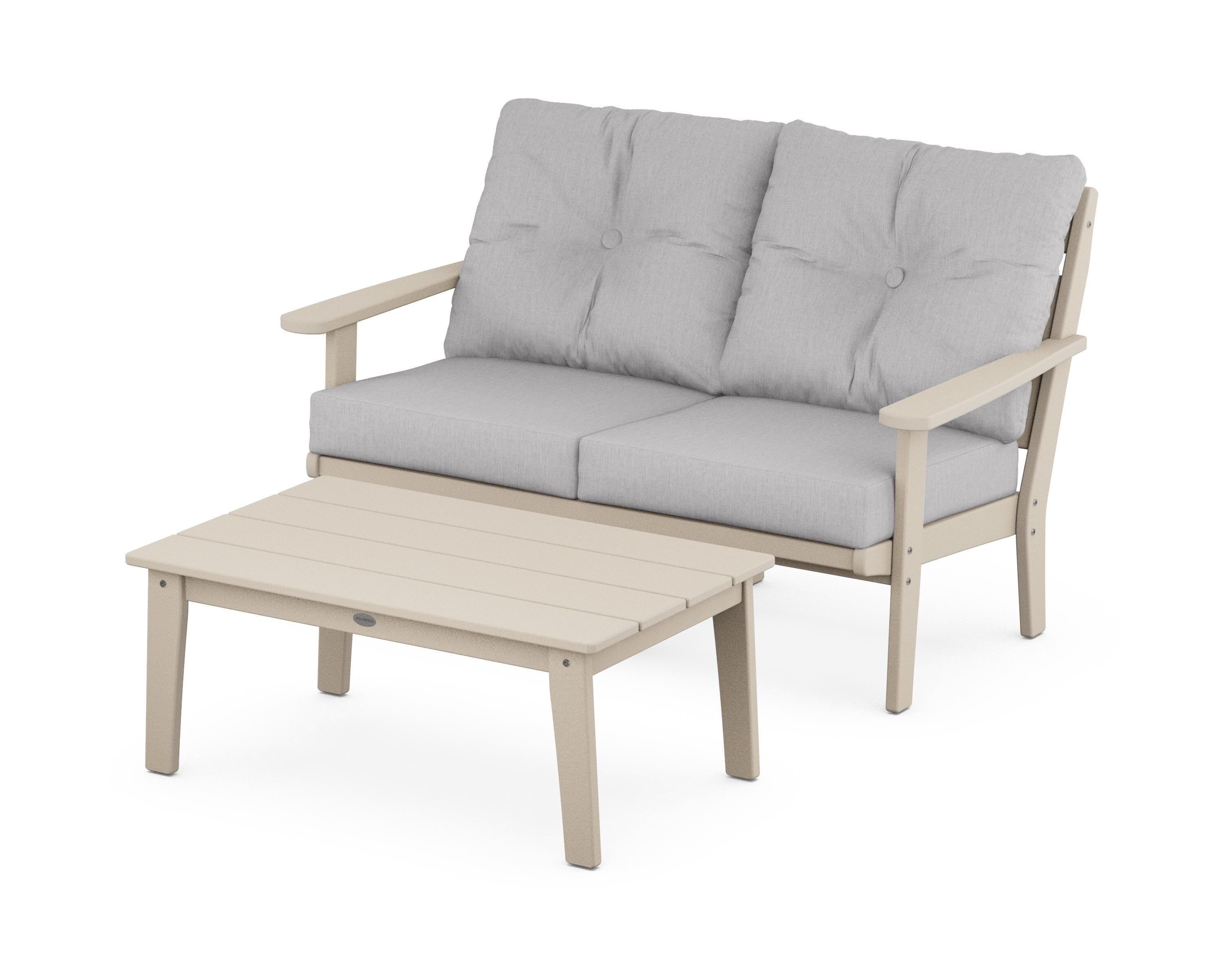 POLYWOOD® Lakeside 2-Piece Lounge Loveseat Set in Sand / Granite