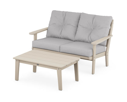 POLYWOOD® Lakeside 2-Piece Lounge Loveseat Set in Sand / Granite