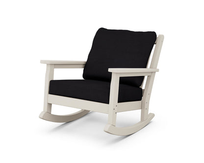 POLYWOOD® Chippendale Deep Seating Rocking Chair in Sand / Midnight Linen