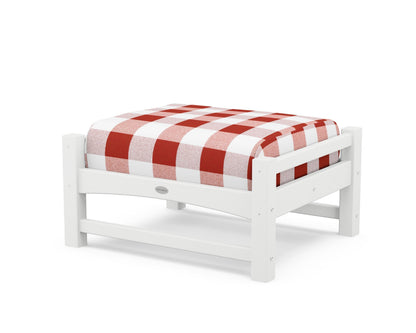 POLYWOOD® Club Ottoman in White / Buffalo Plaid Crimson