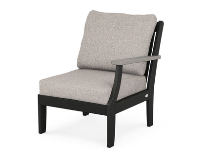 POLYWOOD® Braxton Modular Right Arm Chair in Black / Driftwood / Weathered Tweed
