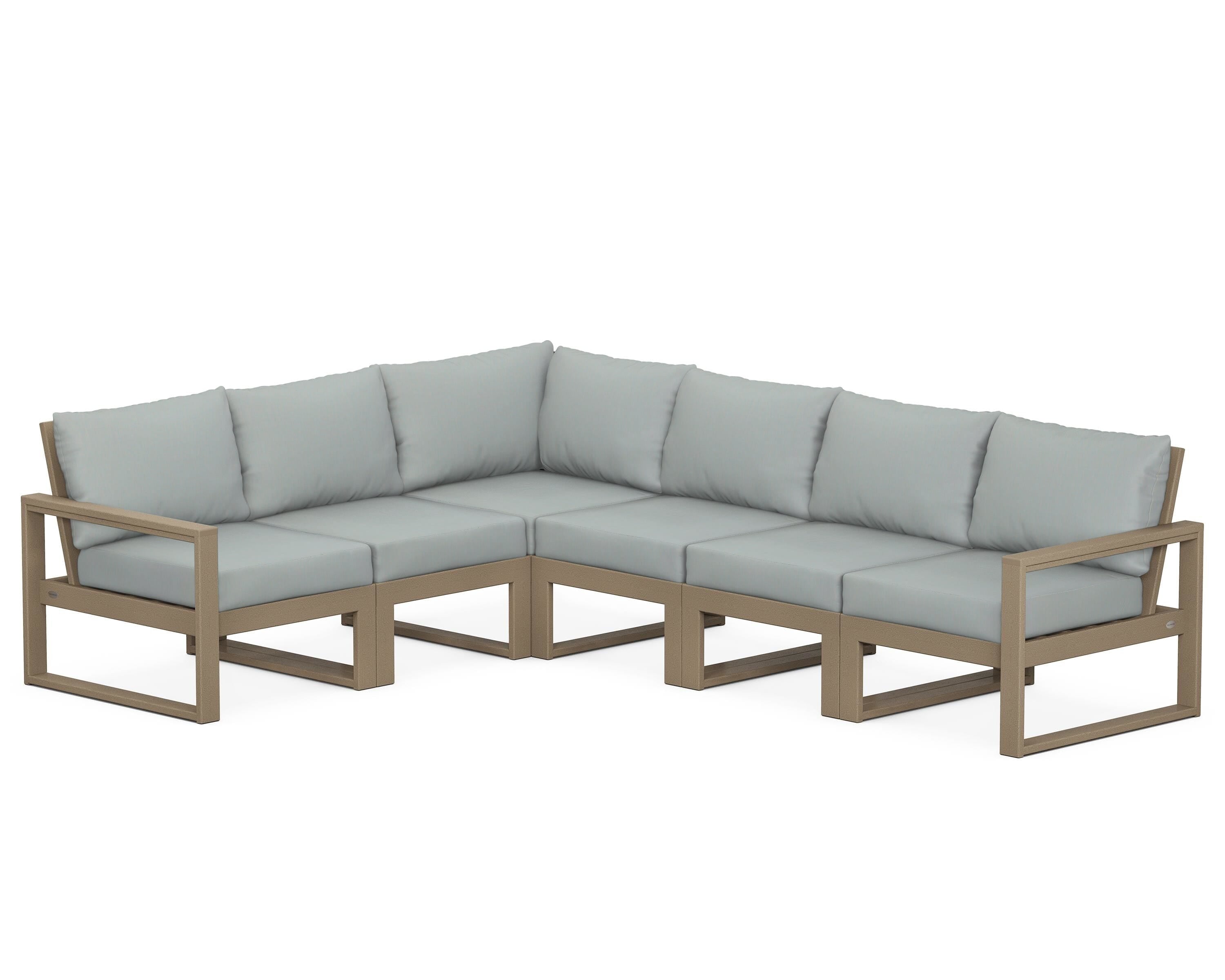 POLYWOOD® EDGE 6-Piece Modular Deep Seating Set in Vintage Sahara / Spa