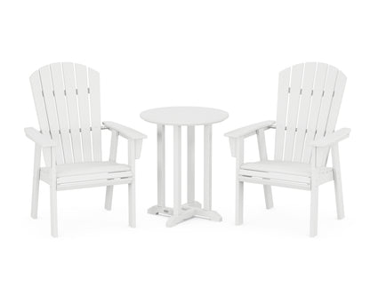 POLYWOOD® Nautical Adirondack 3-Piece Round Bistro Dining Set in White