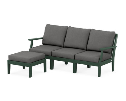 POLYWOOD® Braxton Modular 4-Piece Deep Seating Set with Ottoman in Green / Spectrum Carbon