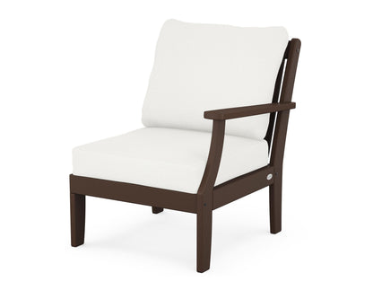POLYWOOD® Braxton Modular Right Arm Chair in Mahogany / Natural Linen