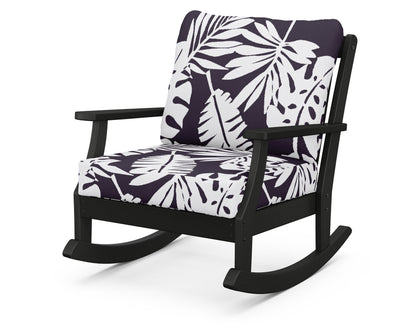 POLYWOOD® Braxton Deep Seating Rocking Chair in Black / Leaf Navy