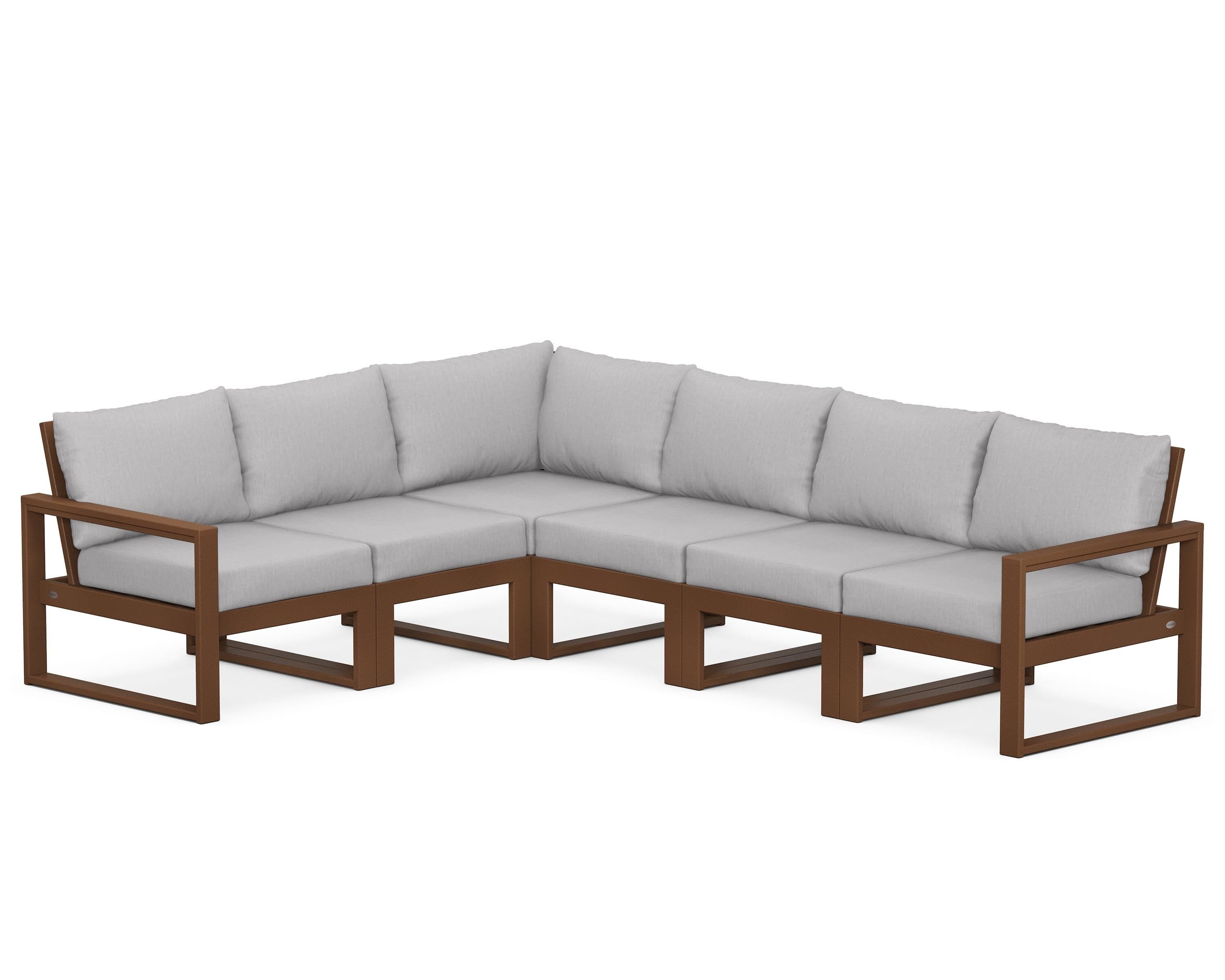 POLYWOOD® EDGE 6-Piece Modular Deep Seating Set in Teak / Granite