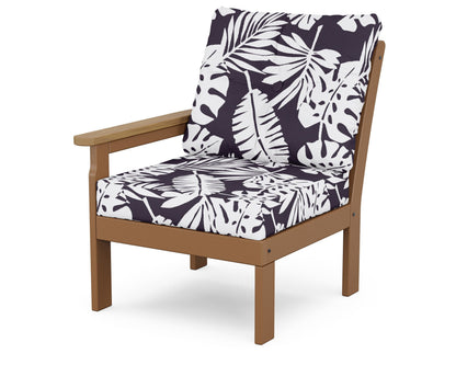 POLYWOOD® Vineyard Modular Left Arm Chair in Teak / Natural / Leaf Navy