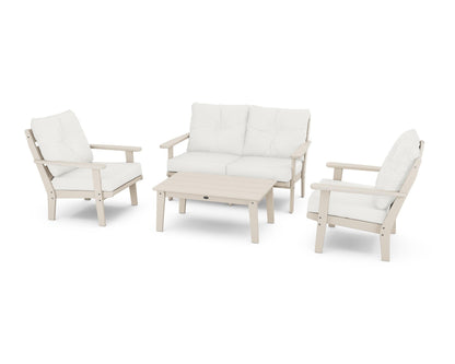 POLYWOOD® Lakeside 4-Piece Deep Seating Set in Sand / Natural Linen